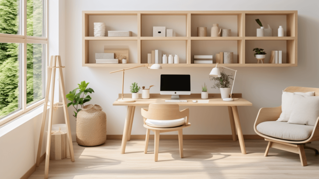 Scandinavian-inspired-home-office-ideas-shelving units
